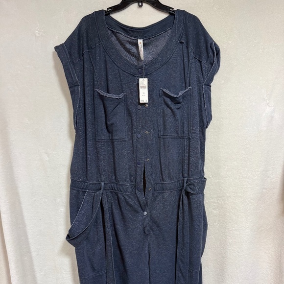 Daily Practice Anthropologie Blue 3X Jumpsuit Jumper Soft Elastic Waist w/Pocket - Picture 1 of 13